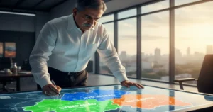 Official reviewing the division of Hyderabad into 3 municipal corporations.